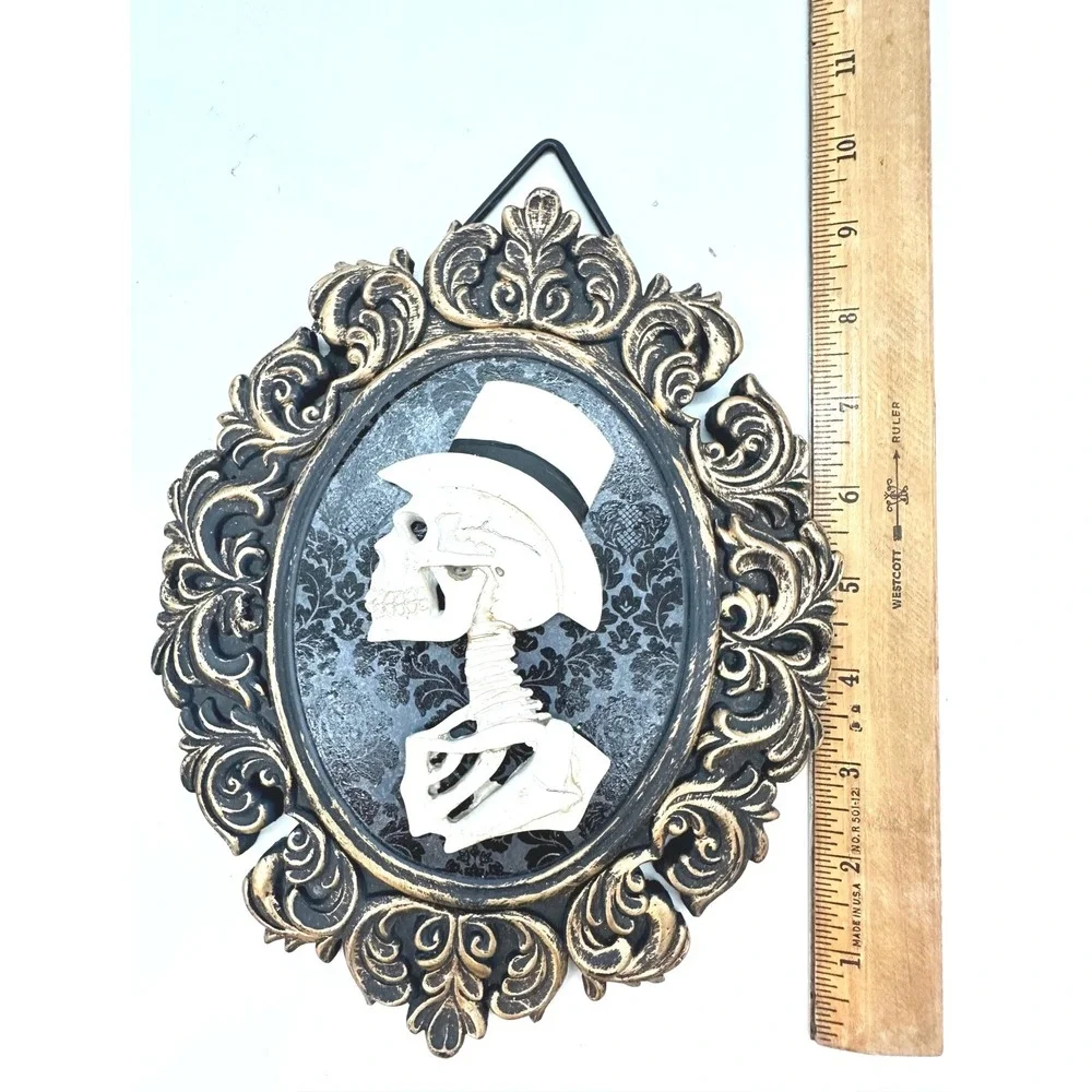 Ashland Halloween Victorian Gothic Skeleton 3D Cameo Frame Portrait Decor 9 in